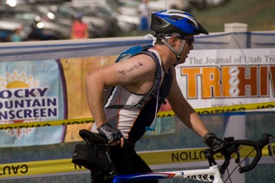 Troy Heubner Leaving Transition area at Ogden Valley Triathlon